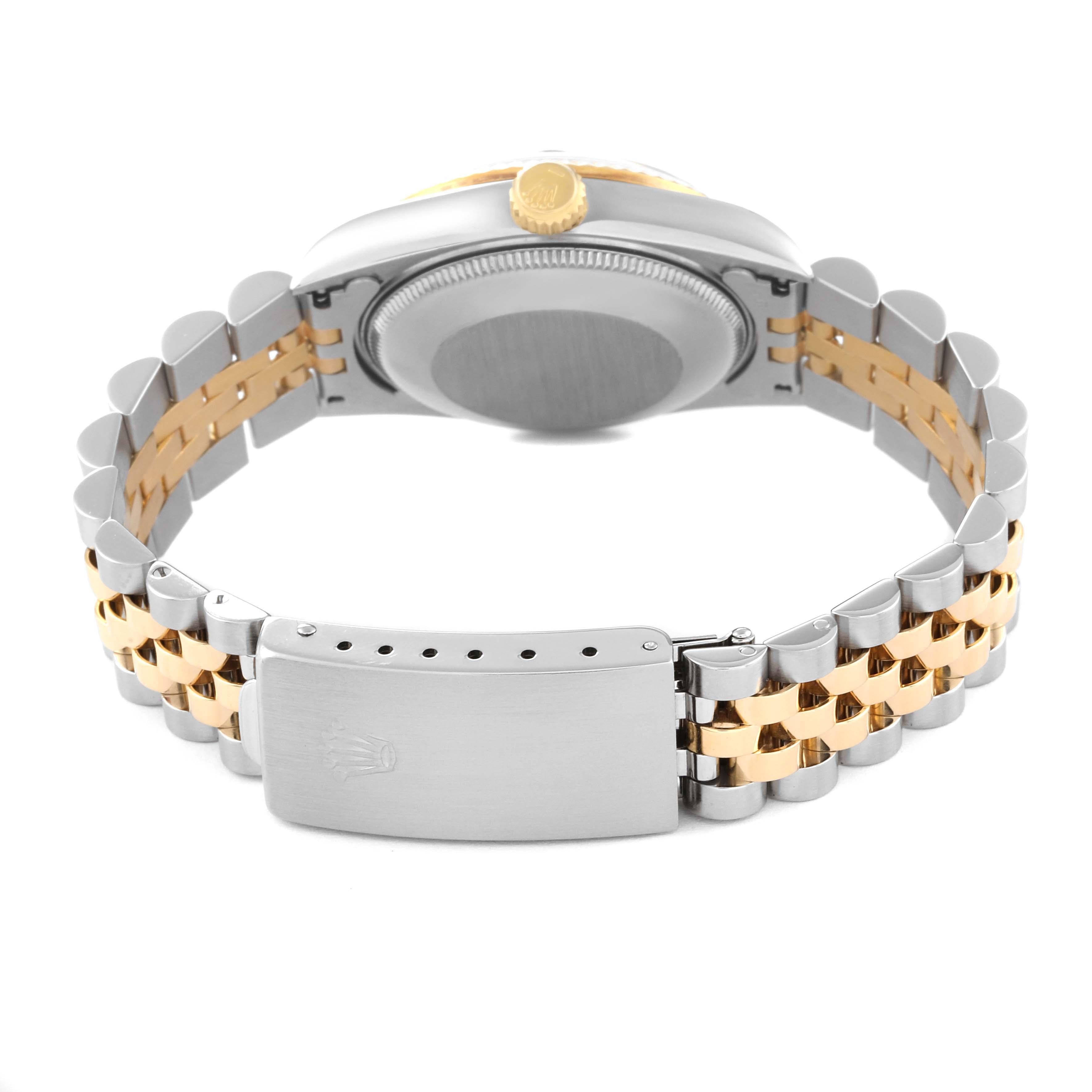 Rolex Datejust Midsize Steel Yellow Gold Blue Vignette Diamond Dial Ladies Watch en vente 2