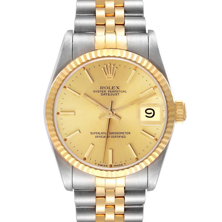 Rolex Datejust Midsize Steel Yellow Gold Champagne Dial Ladies Watch 68273  For Sale at 1stDibs | rolex 68273 swiss precio, rolex champagne dial  datejust