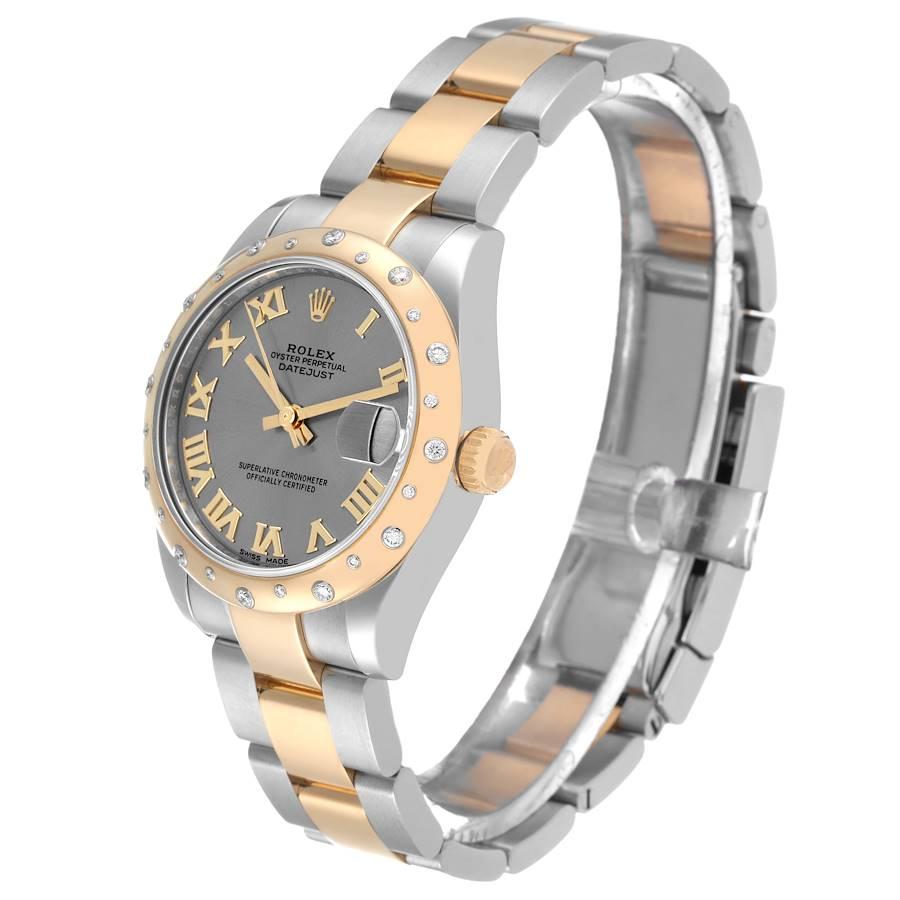 Rolex Datejust Midsize Steel Yellow Gold Diamond Bezel Watch 178343 In Excellent Condition In Atlanta, GA