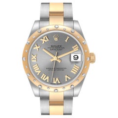 Rolex Datejust Midsize Steel Yellow Gold Diamond Bezel Watch 178343