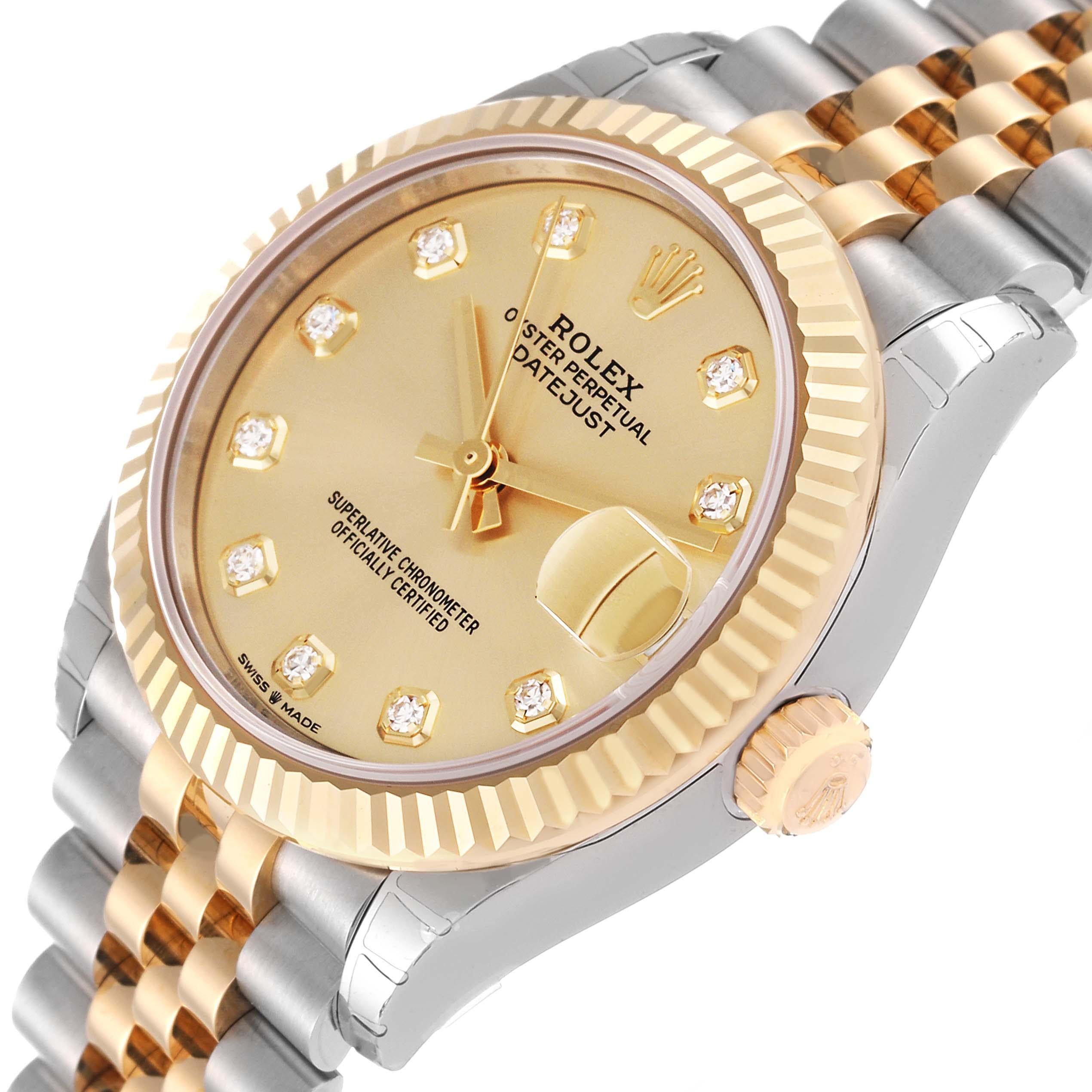 Rolex Datejust Midsize Steel Yellow Gold Diamond Dial Ladies Watch 278273 Unworn 1
