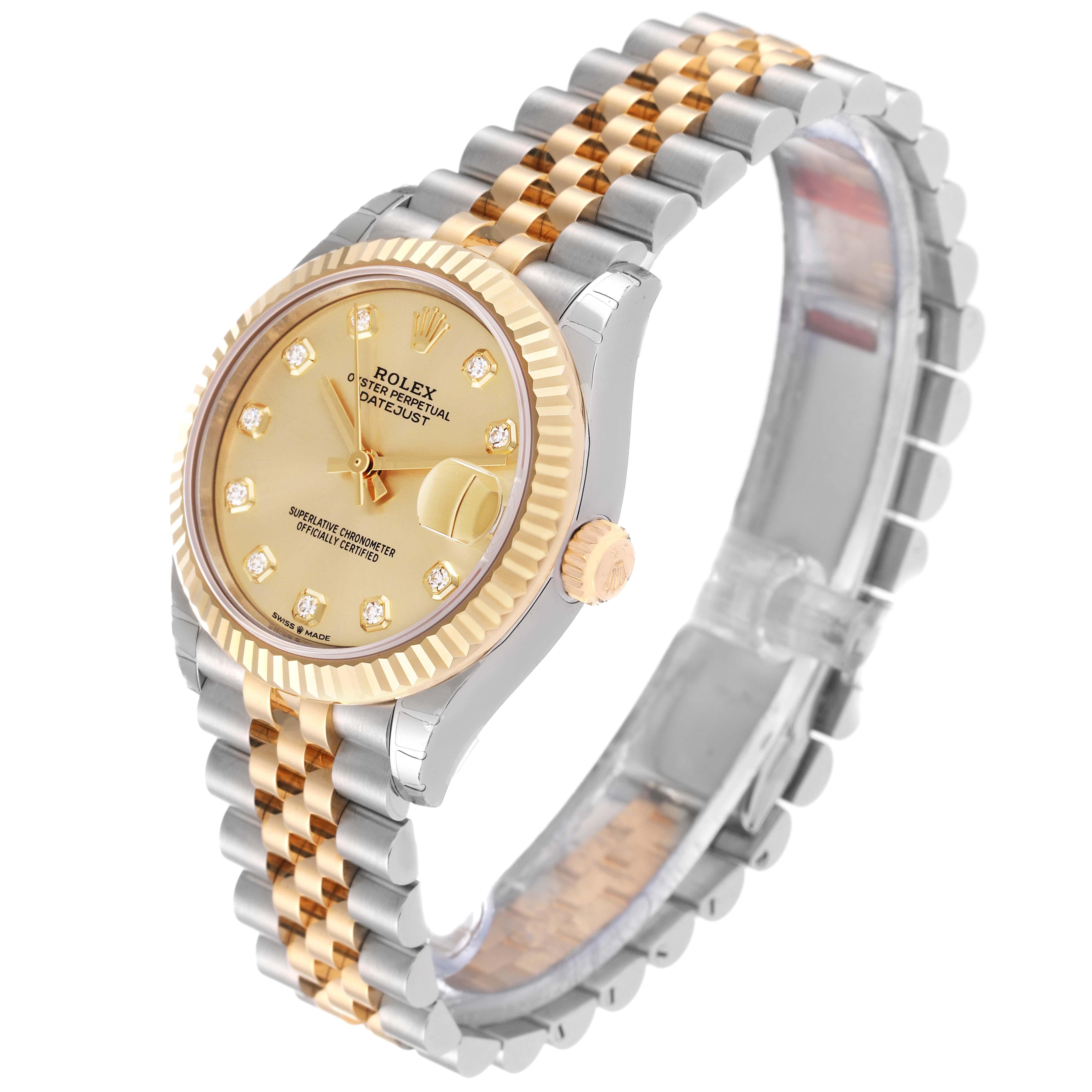 Rolex Datejust Midsize Steel Yellow Gold Diamond Dial Ladies Watch 278273 Unworn 4