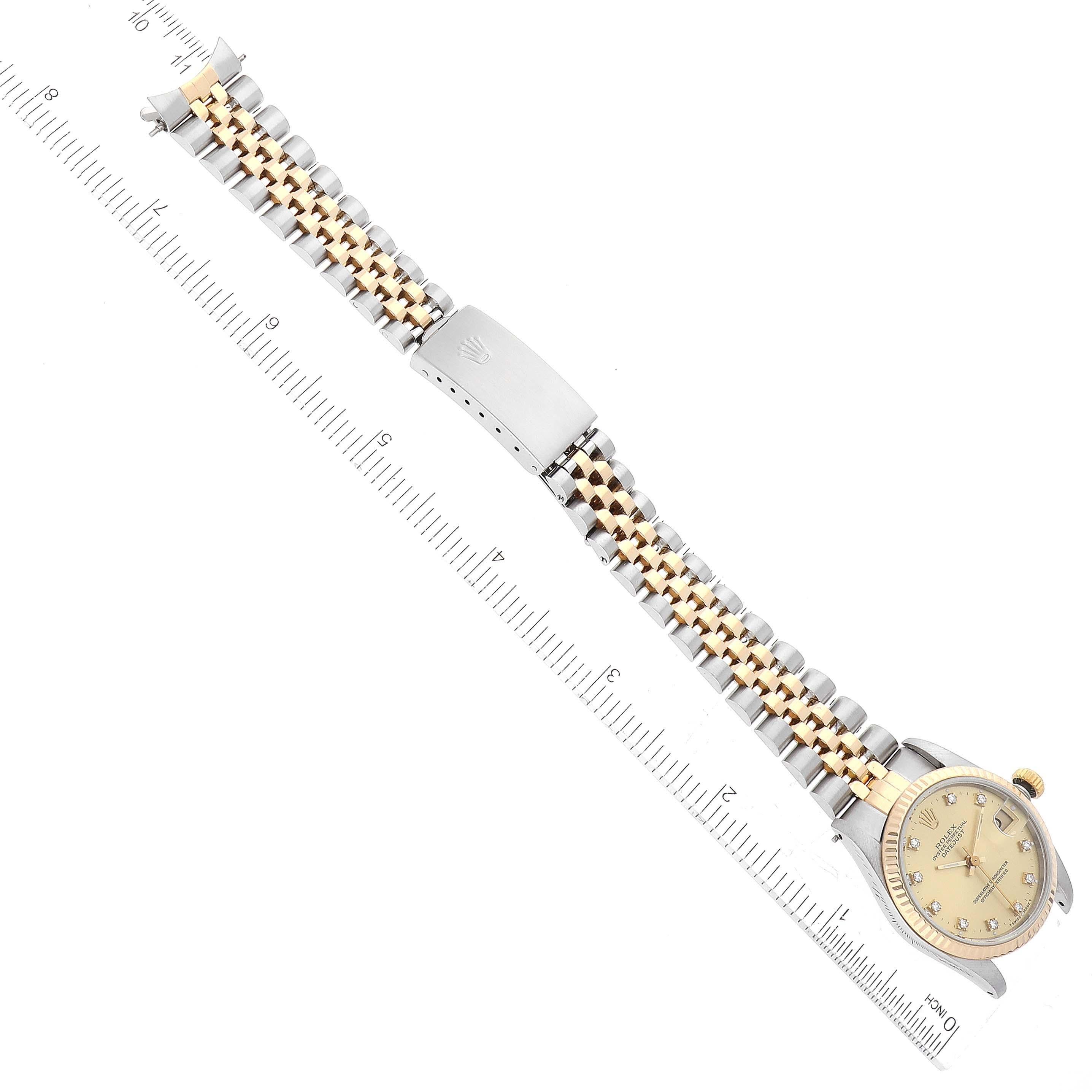 Rolex Datejust Midsize Steel Yellow Gold Diamond Dial Ladies Watch 68273 5