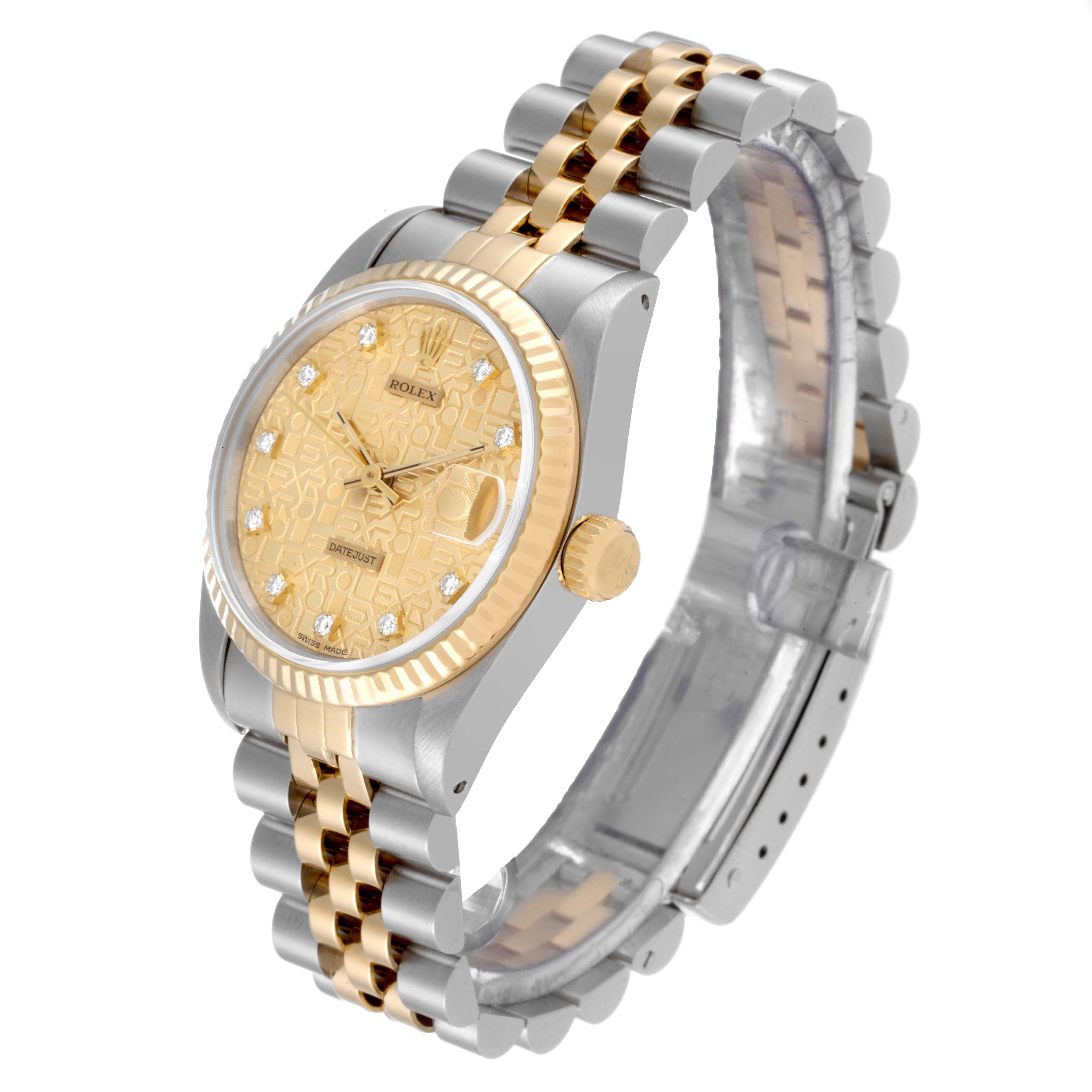 Women's Rolex Datejust Midsize Steel Yellow Gold Diamond Dial Ladies Watch 68273
