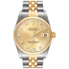 Rolex Datejust Midsize Steel Yellow Gold Diamond Dial Ladies Watch 68273