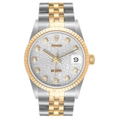 Rolex Datejust Midsize Steel Yellow Gold Diamond Dial Ladies Watch 68273