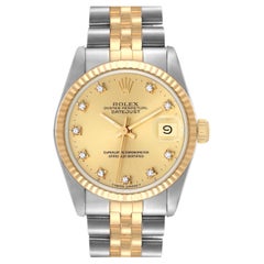 Rolex Datejust Midsize Steel Yellow Gold Diamond Dial Ladies Watch 68273