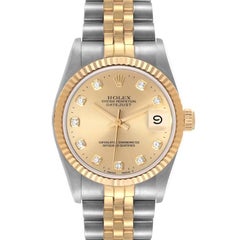 Rolex Datejust Midsize Steel Yellow Gold Diamond Dial Watch 68273