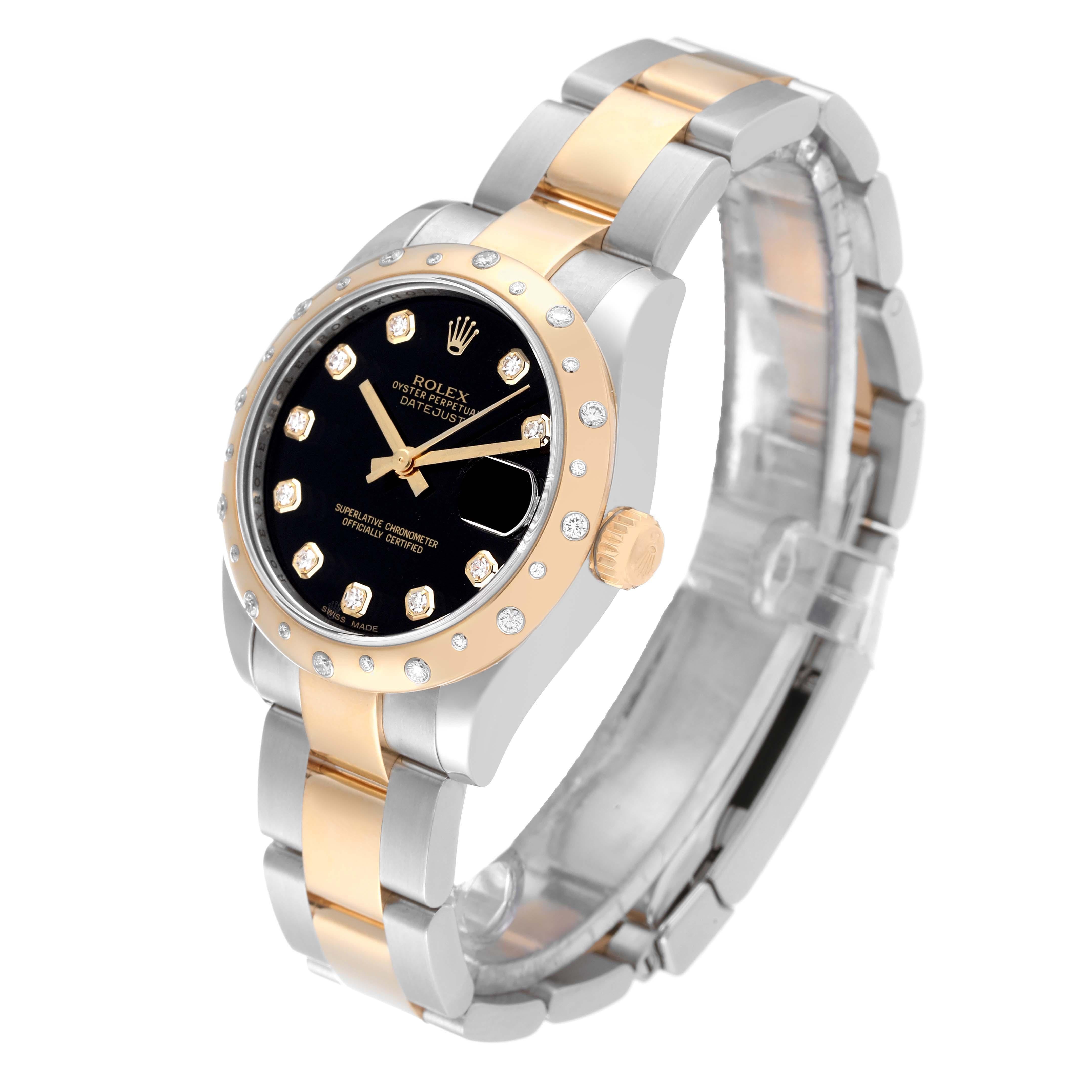 Women's Rolex Datejust Midsize Steel Yellow Gold Diamond Ladies Watch 178343 Box Card