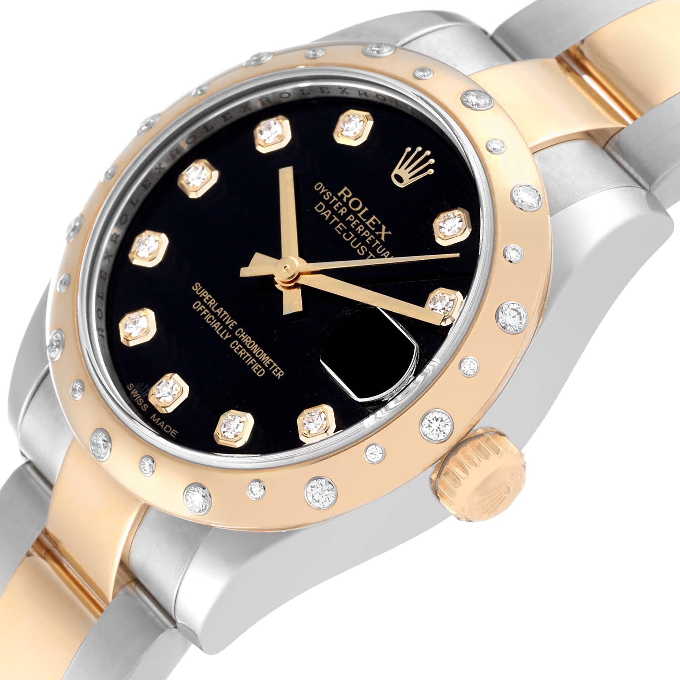 Rolex Datejust Midsize Steel Yellow Gold Diamond Ladies Watch 178343 Box Card 1