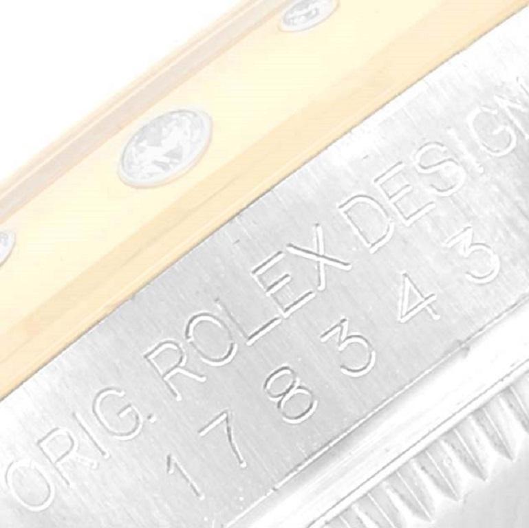 Rolex Montre Datejust de taille moyenne en acier, or jaune et diamants, pour femmes 178343, avec carte boîte 3