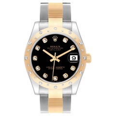 Rolex Datejust Midsize Steel Yellow Gold Diamond Ladies Watch 178343 Box Card