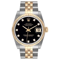Rolex Datejust Midsize Steel Yellow Gold Diamond Ladies Watch 68273 Box Papers