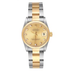 Rolex Datejust Midsize Steel Yellow Gold Diamond Ladies Watch 68273