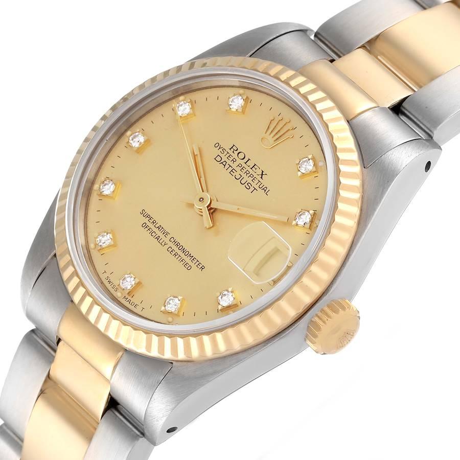 Rolex Datejust Midsize Steel Yellow Gold Diamond Ladies Watch 68273 1