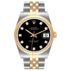 Rolex Datejust Midsize Steel Yellow Gold Diamond Ladies Watch 68273