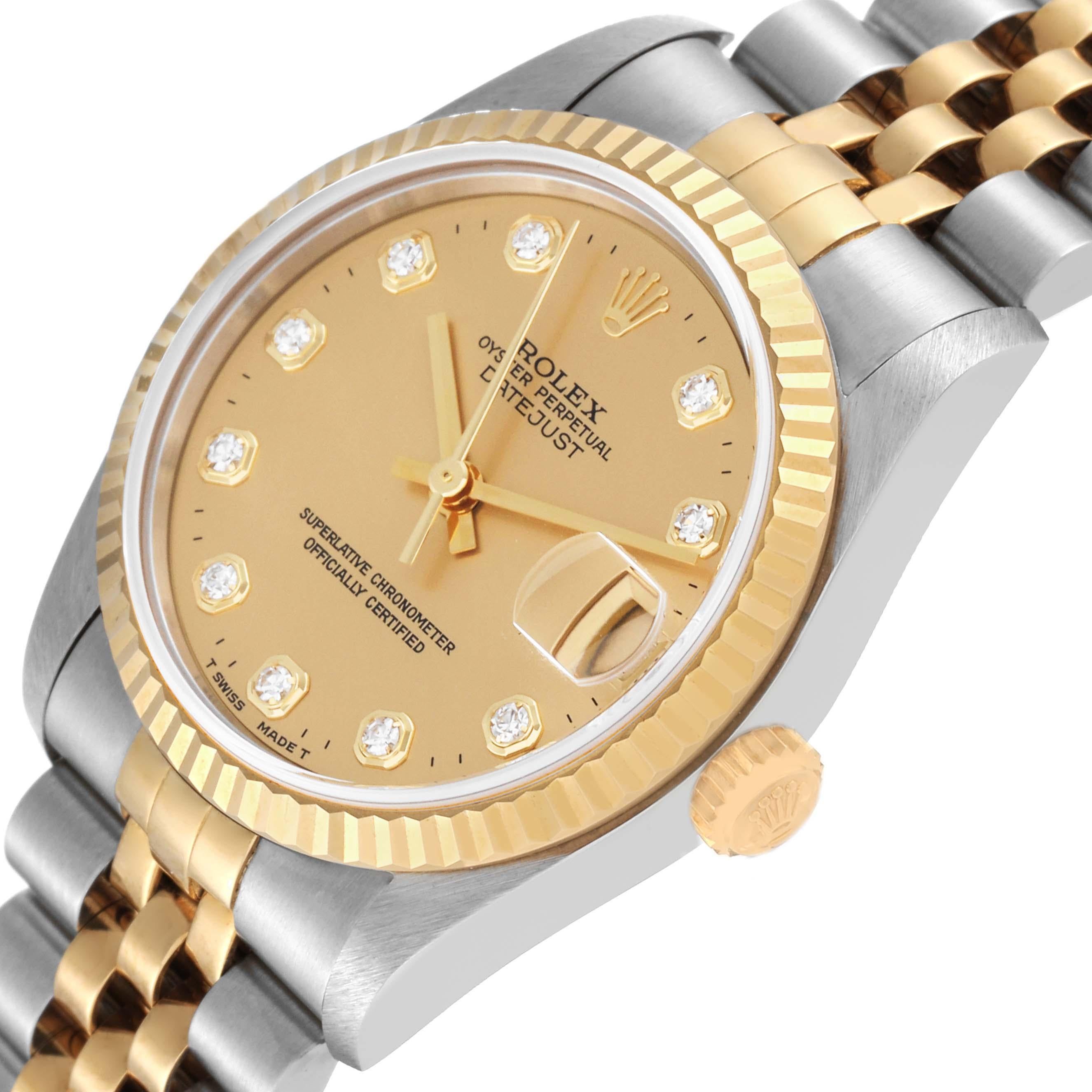 Rolex Datejust Midsize Steel Yellow Gold Diamond Ladies Watch 68273 Unworn NOS 1