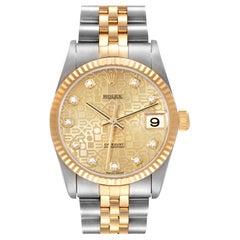 Rolex Datejust Midsize Steel Yellow Gold Diamond Ladies Watch 78273 Box Papers