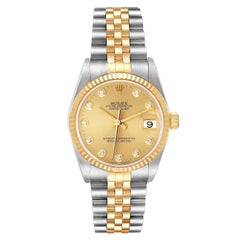 Rolex Datejust Midsize Steel Yellow Gold Diamond Ladies Watch 78273