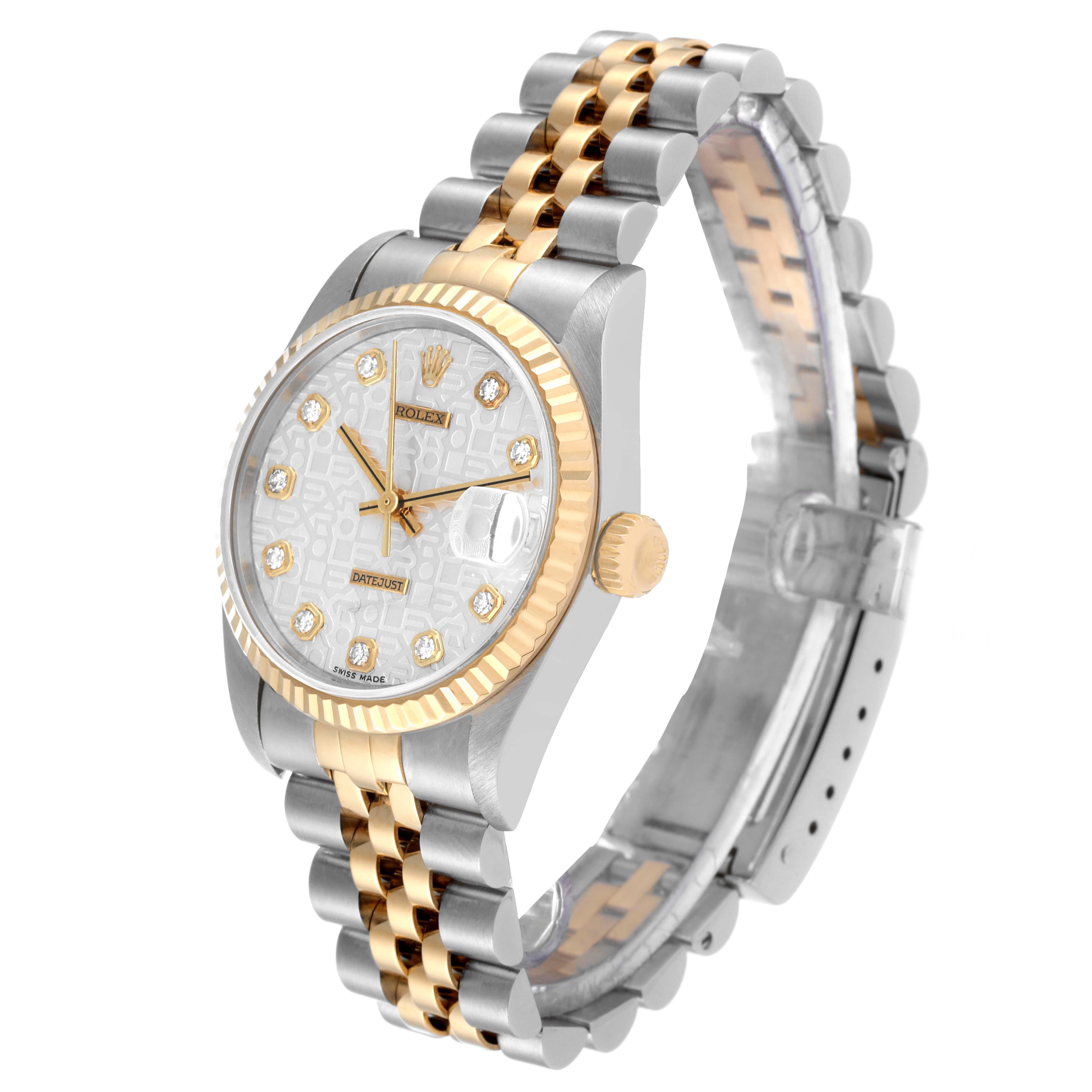 Women's Rolex Datejust Midsize Steel Yellow Gold Diamond Ladies Watch 78273