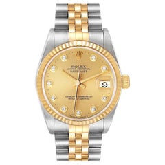 Vintage Rolex Datejust Midsize Steel Yellow Gold Diamond Ladies Watch 78273