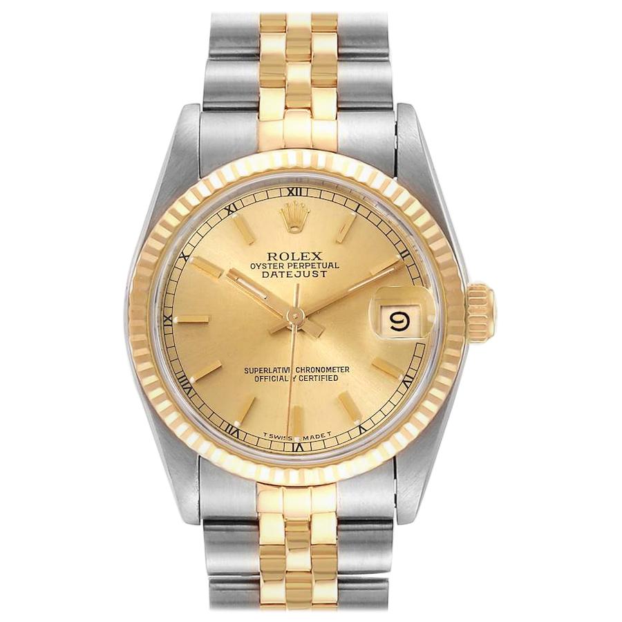 Rolex Datejust Midsize Steel Yellow Gold Ladies Watch 68273 Box