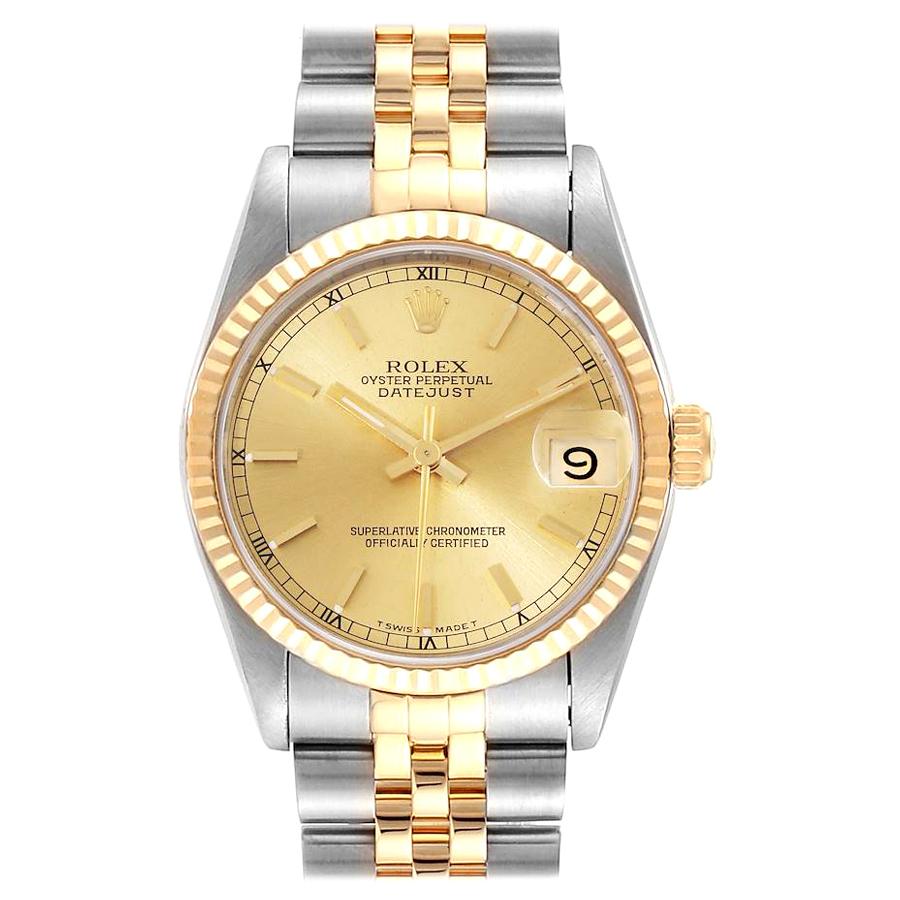 Rolex Datejust Midsize Steel Yellow Gold Ladies Watch 68273 Box