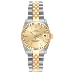 Rolex Datejust Midsize Steel Yellow Gold Ladies Watch 68273 Box Papers