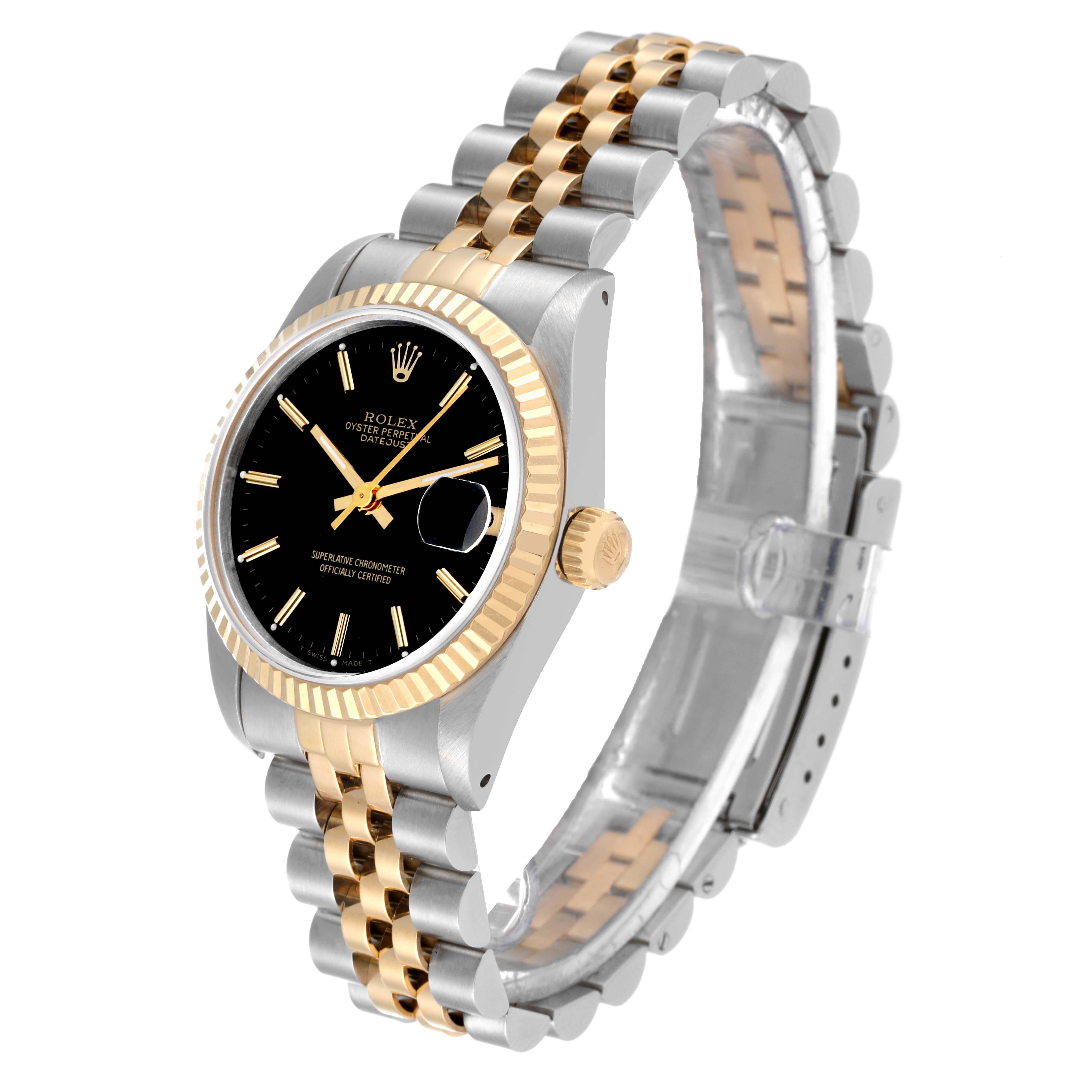 Women's Rolex Datejust Midsize Steel Yellow Gold Ladies Watch 68273 Box Papers