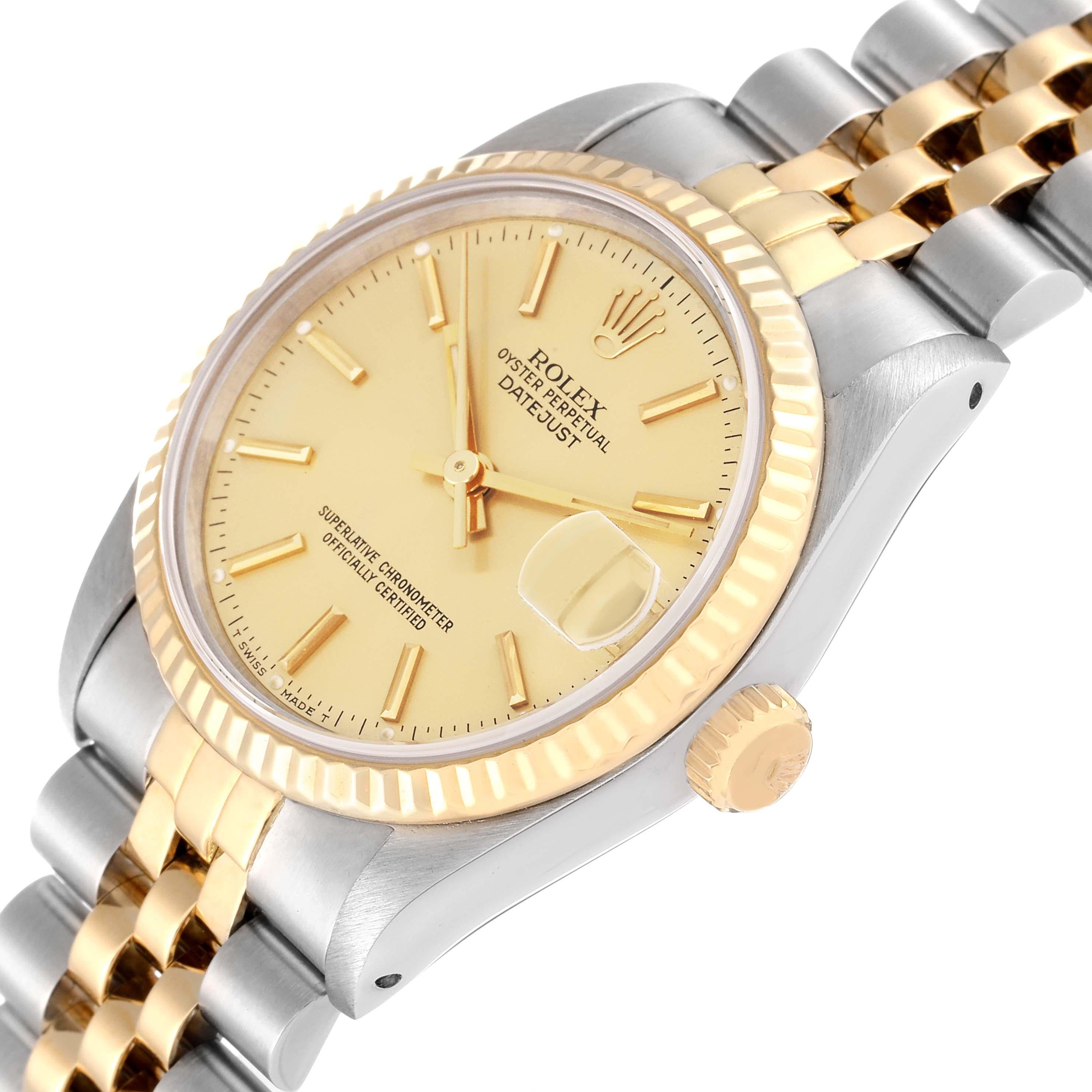 Rolex Datejust Midsize Steel Yellow Gold Ladies Watch 68273 Box Papers 1