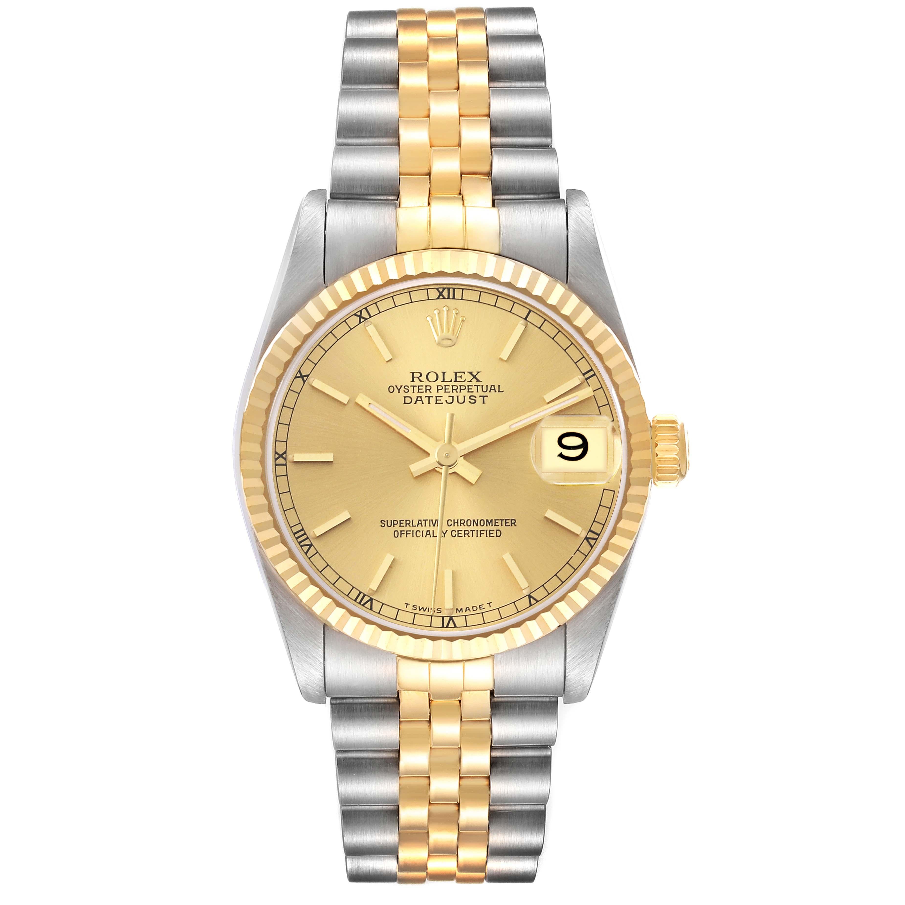 Rolex Datejust Midsize Steel Yellow Gold Ladies Watch 68273 Box Papers For Sale 5