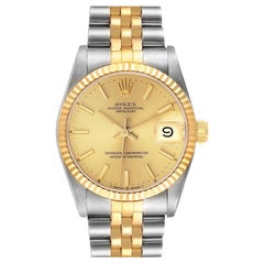 Rolex Datejust Midsize Steel Yellow Gold Ladies Watch 68273 Box Service Card