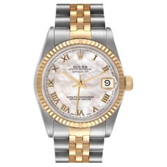 Rolex Datejust Midsize Steel Yellow Gold MOP Dial Ladies Watch 68273