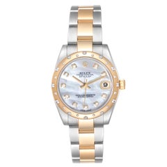 Rolex Datejust Midsize Steel Yellow Gold MOP Diamond Ladies Watch 178243