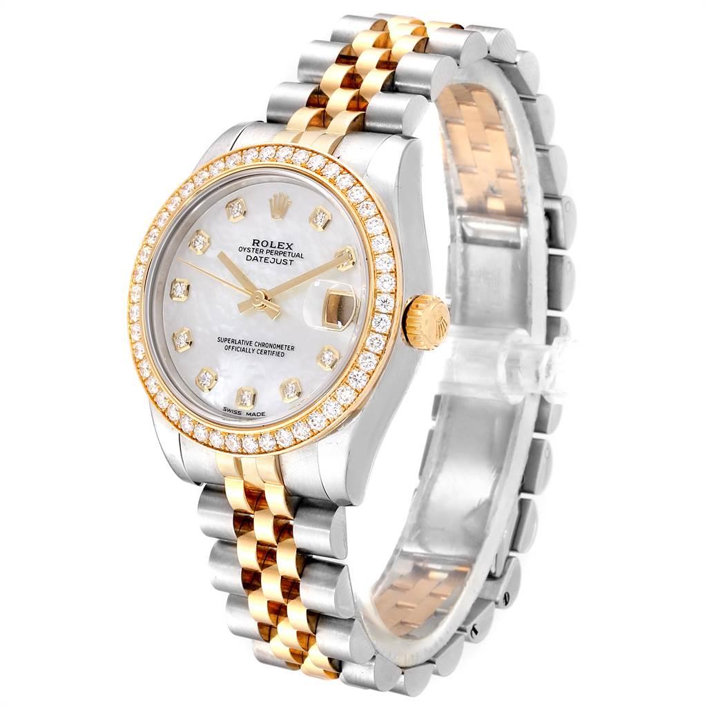 Rolex Datejust Midsize Steel Yellow Gold MOP Diamond Ladies Watch 178383 In Excellent Condition For Sale In Atlanta, GA