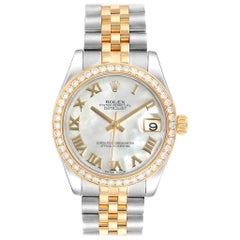 Rolex Datejust Midsize Steel Yellow Gold MOP Diamond Ladies Watch 178383