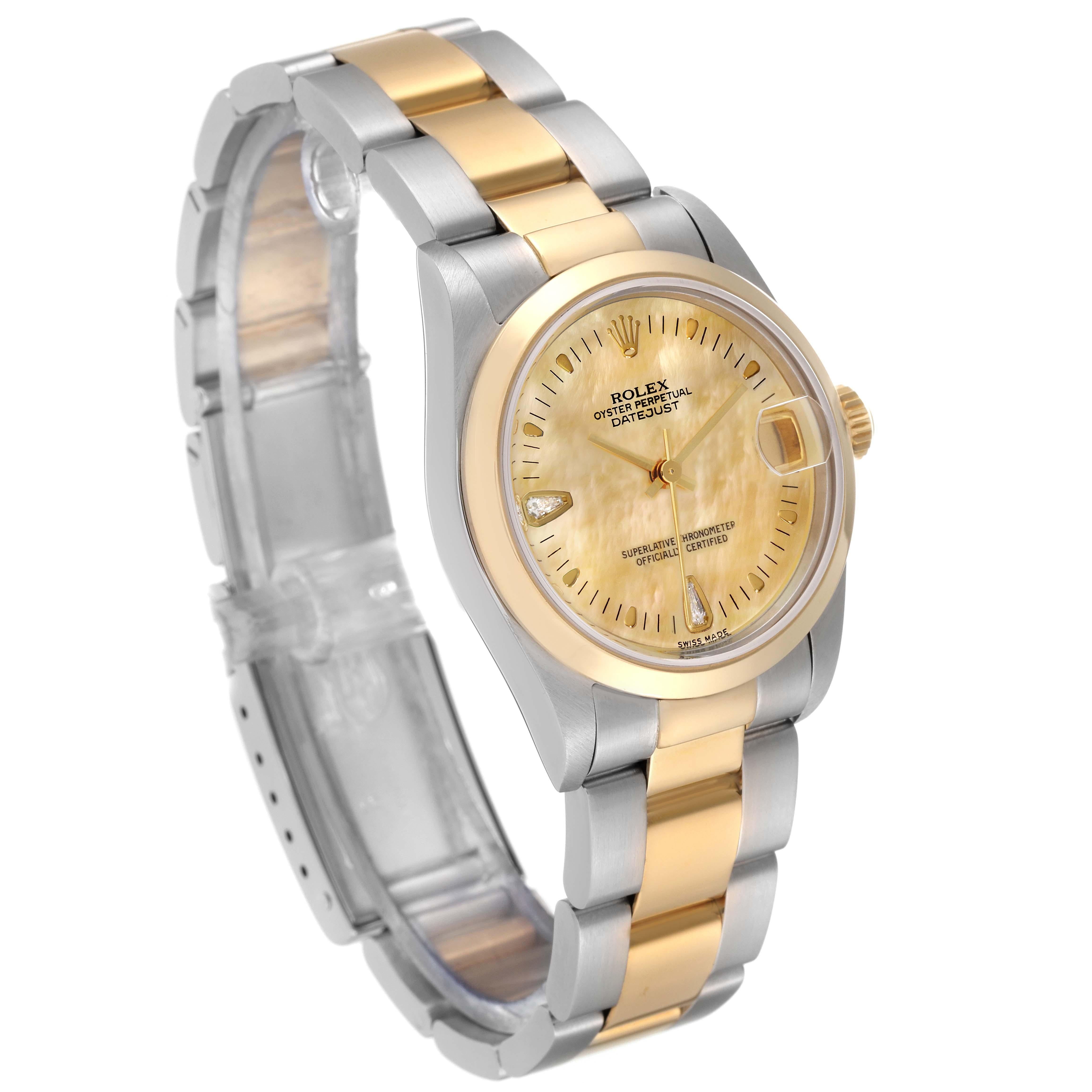 Rolex Datejust Midsize Steel Yellow Gold Mother Of Pearl Diamond Dial Watch For Sale 1