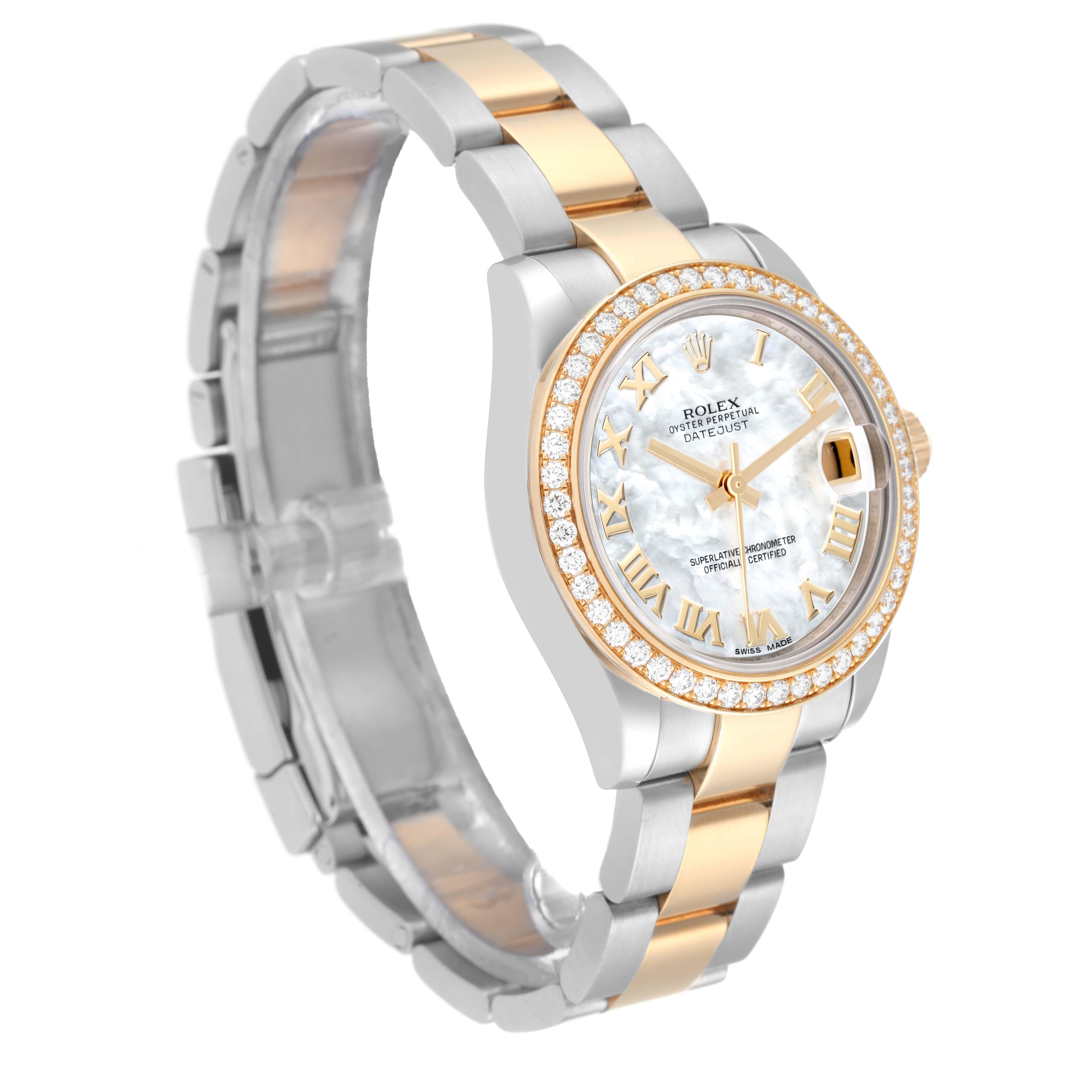 Women's Rolex Datejust Midsize Steel Yellow Gold Mother of Pearl Diamond Ladies Watch 