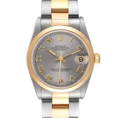 Rolex Datejust Midsize Steel Yellow Gold Silver Roman Dial Ladies Watch 68243