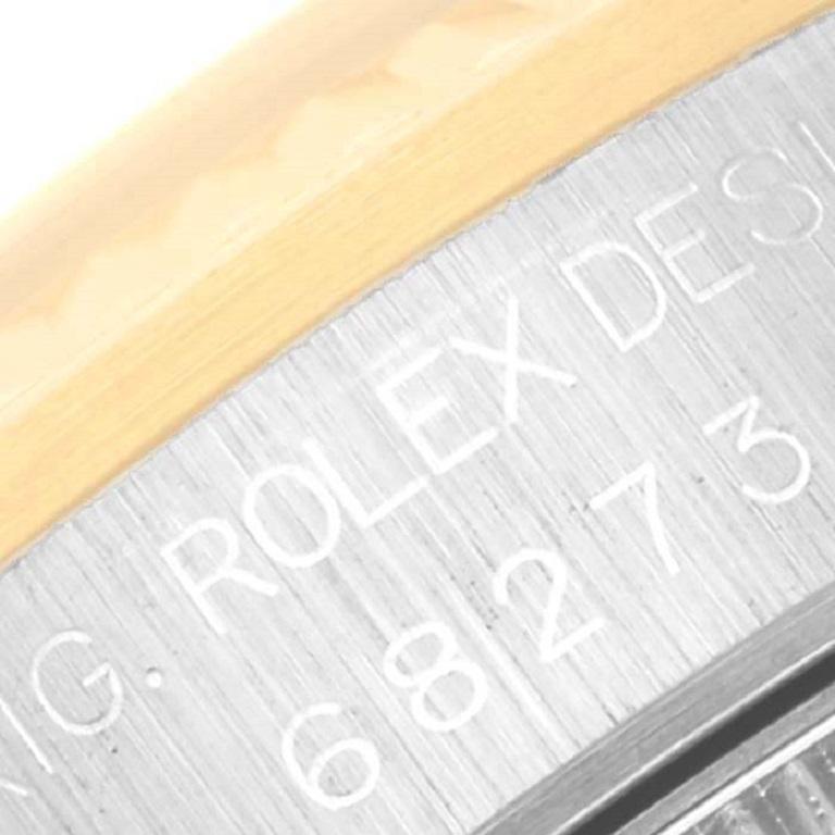 Rolex Datejust Midsize Steel Yellow Gold Vignette Diamond Ladies Watch 68273 In Excellent Condition For Sale In Atlanta, GA