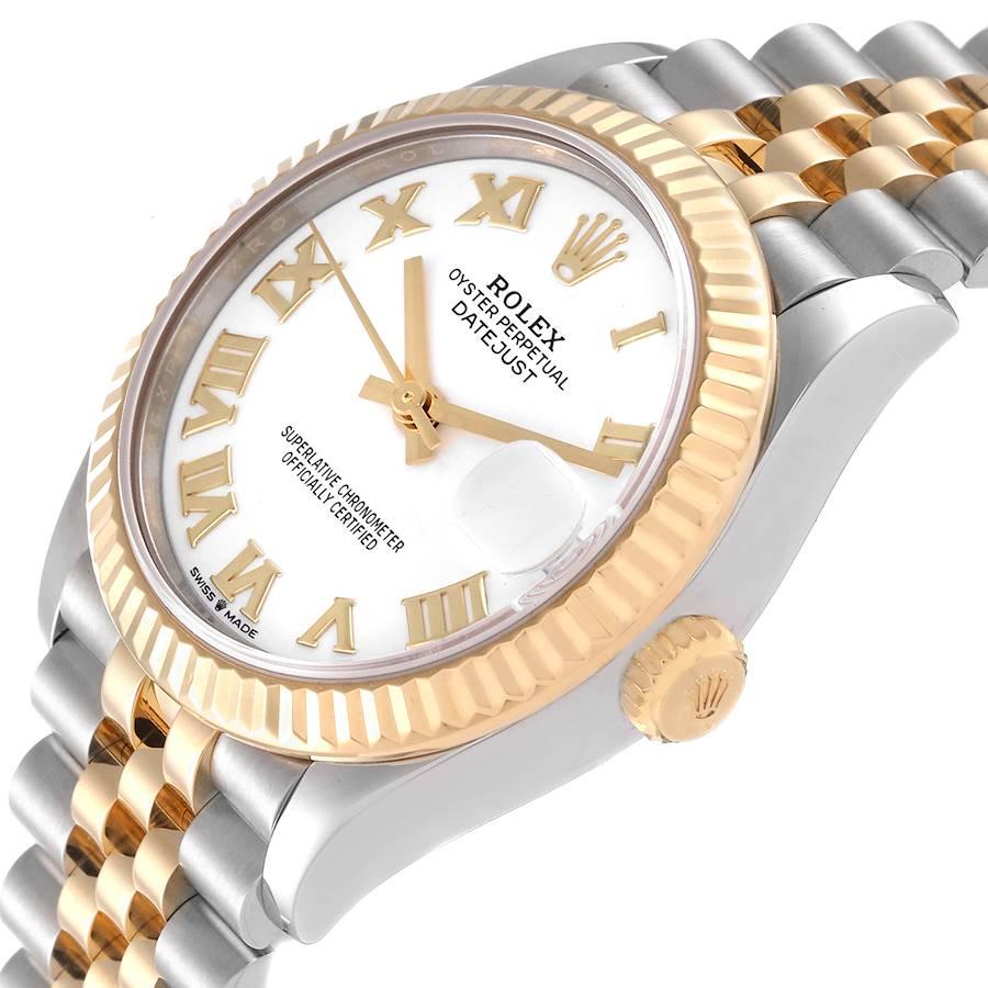 Rolex Datejust Midsize Steel Yellow Gold White Dial Ladies Watch 278273 In Good Condition For Sale In Atlanta, GA