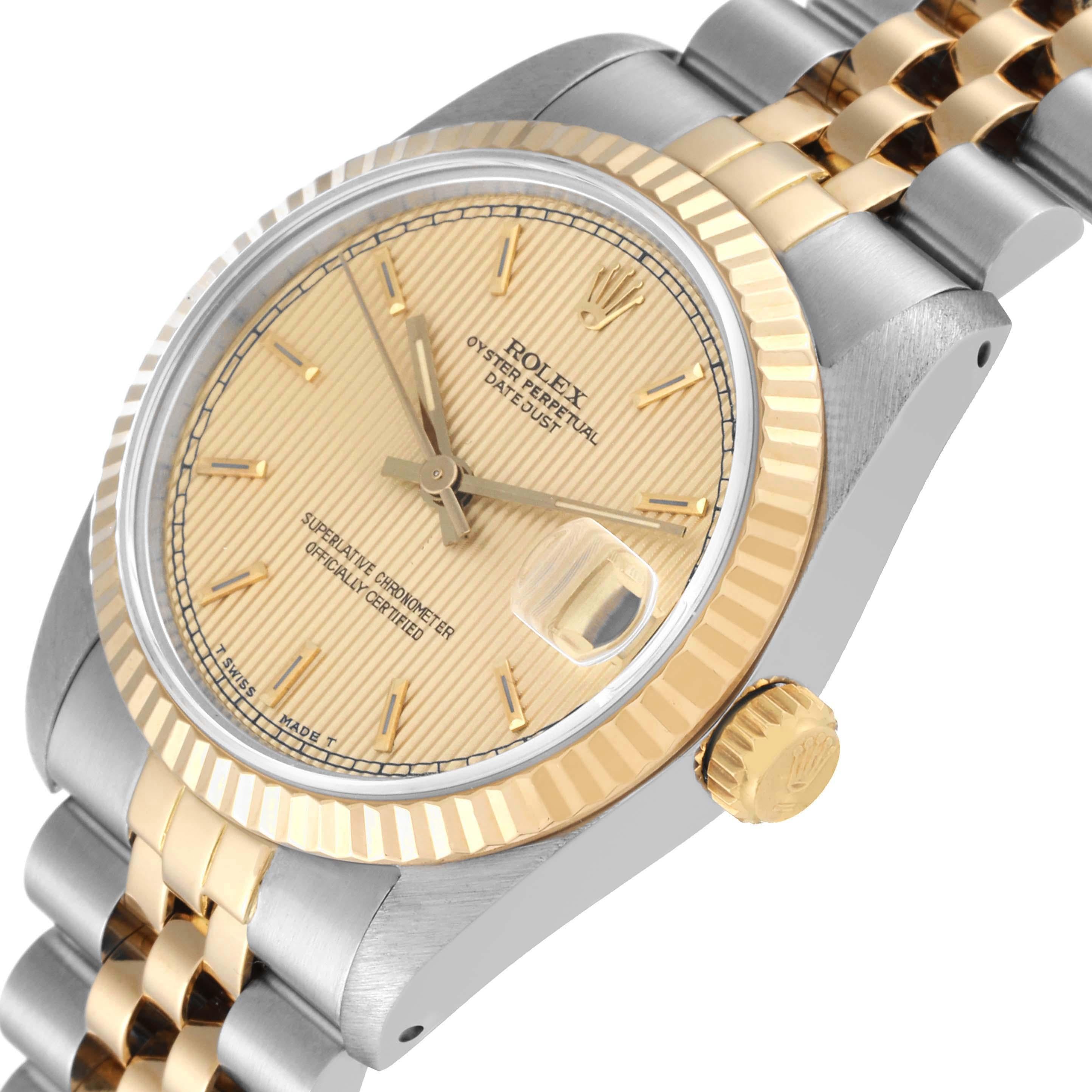 Rolex Datejust Midsize Tapestry Dial Steel Yellow Gold Ladies Watch 68273 For Sale 1
