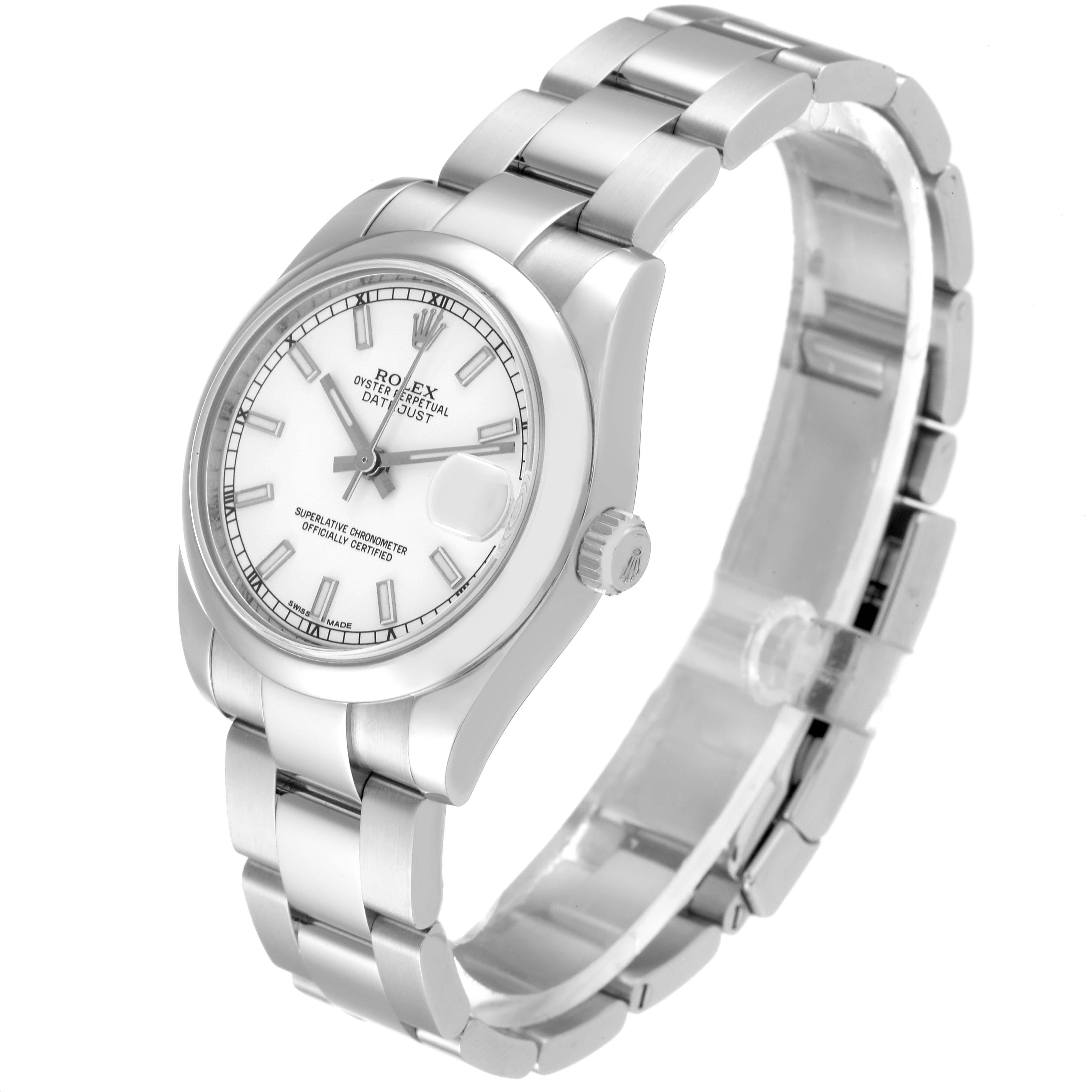 Women's Rolex Datejust Midsize White Dial Steel Ladies Watch 178240