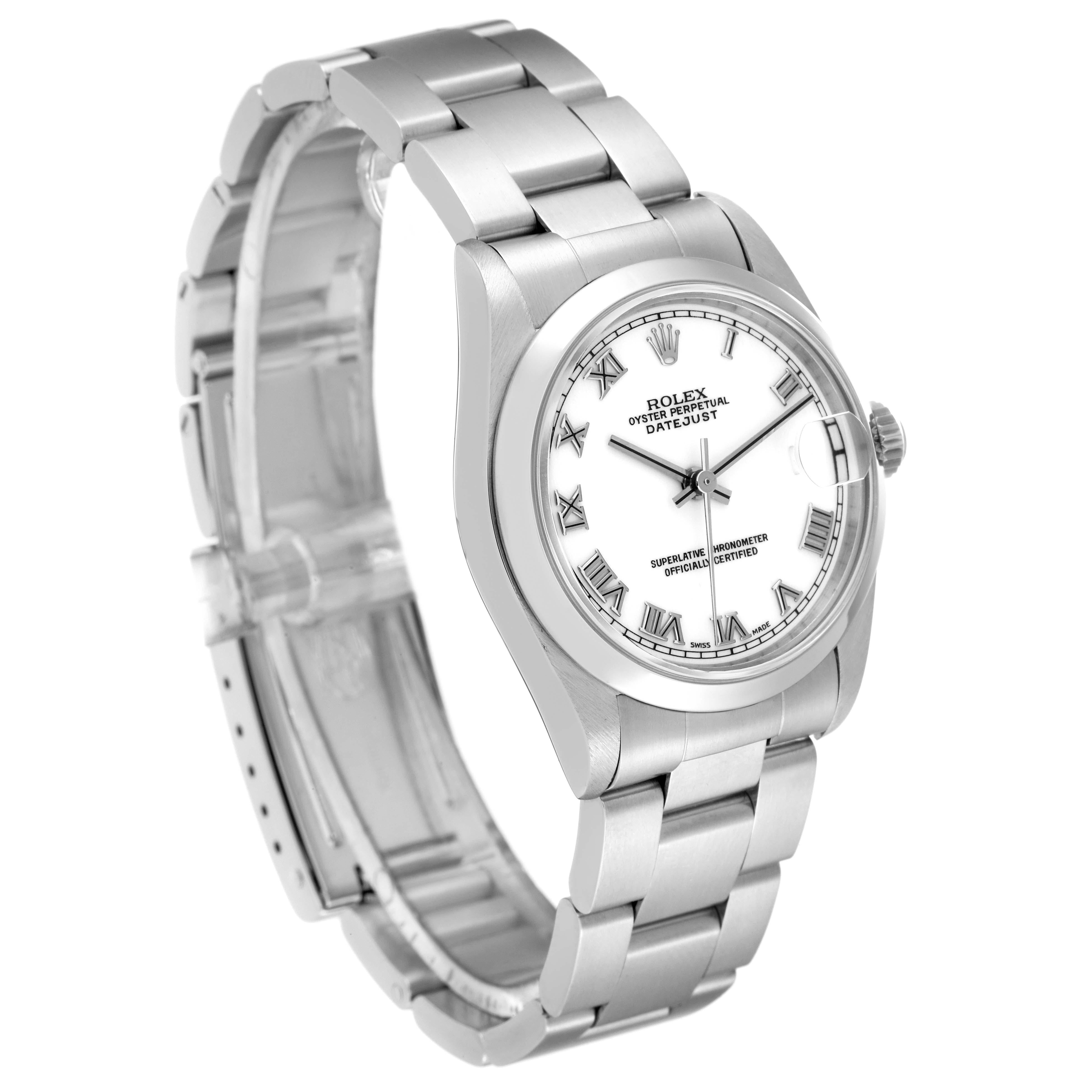 Rolex Datejust Midsize White Dial Steel Ladies Watch 68240 Box Papers In Excellent Condition In Atlanta, GA