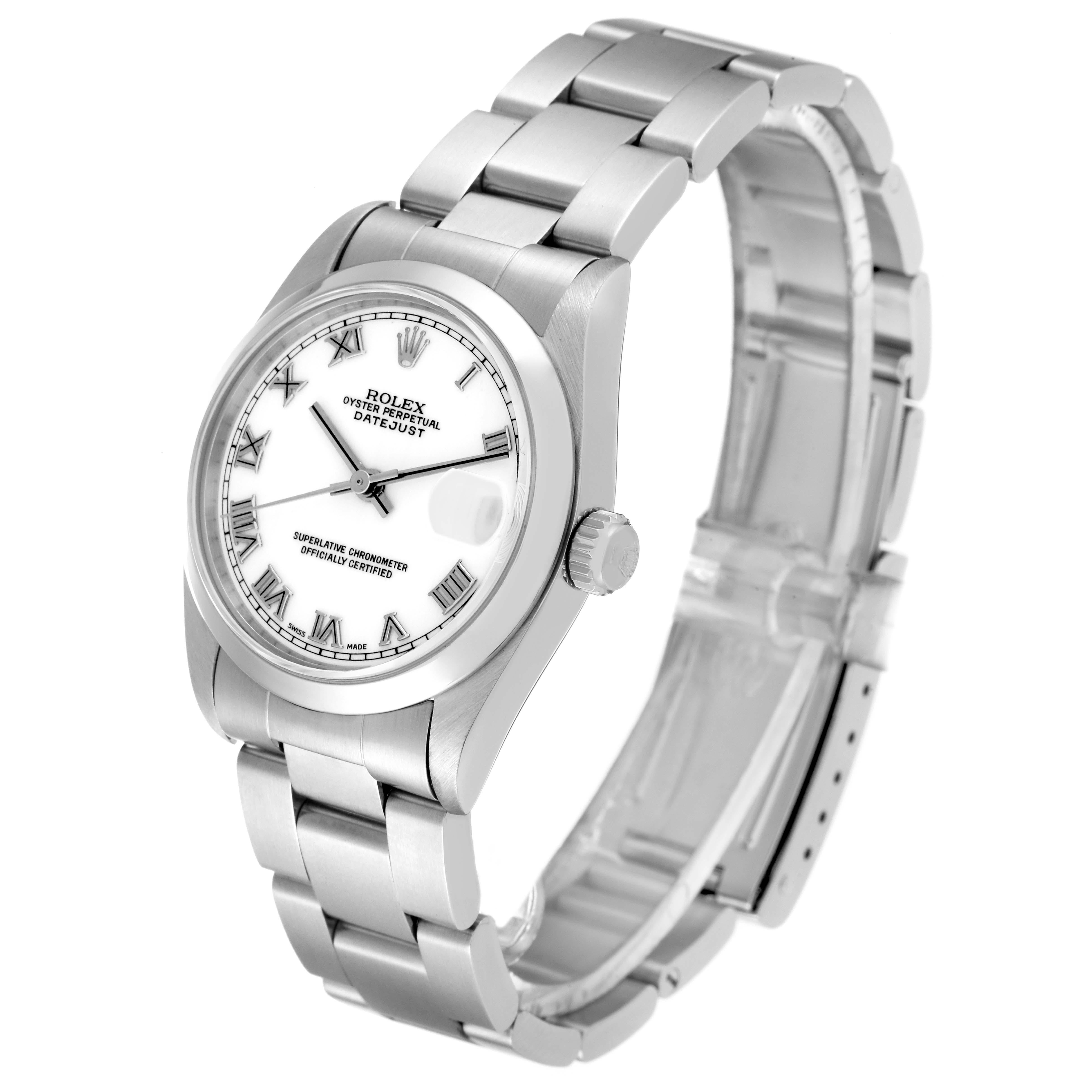 Women's Rolex Datejust Midsize White Dial Steel Ladies Watch 68240 Box Papers