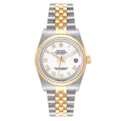 Rolex Datejust Midsize White Dial Steel Yellow Gold Ladies Watch 68273