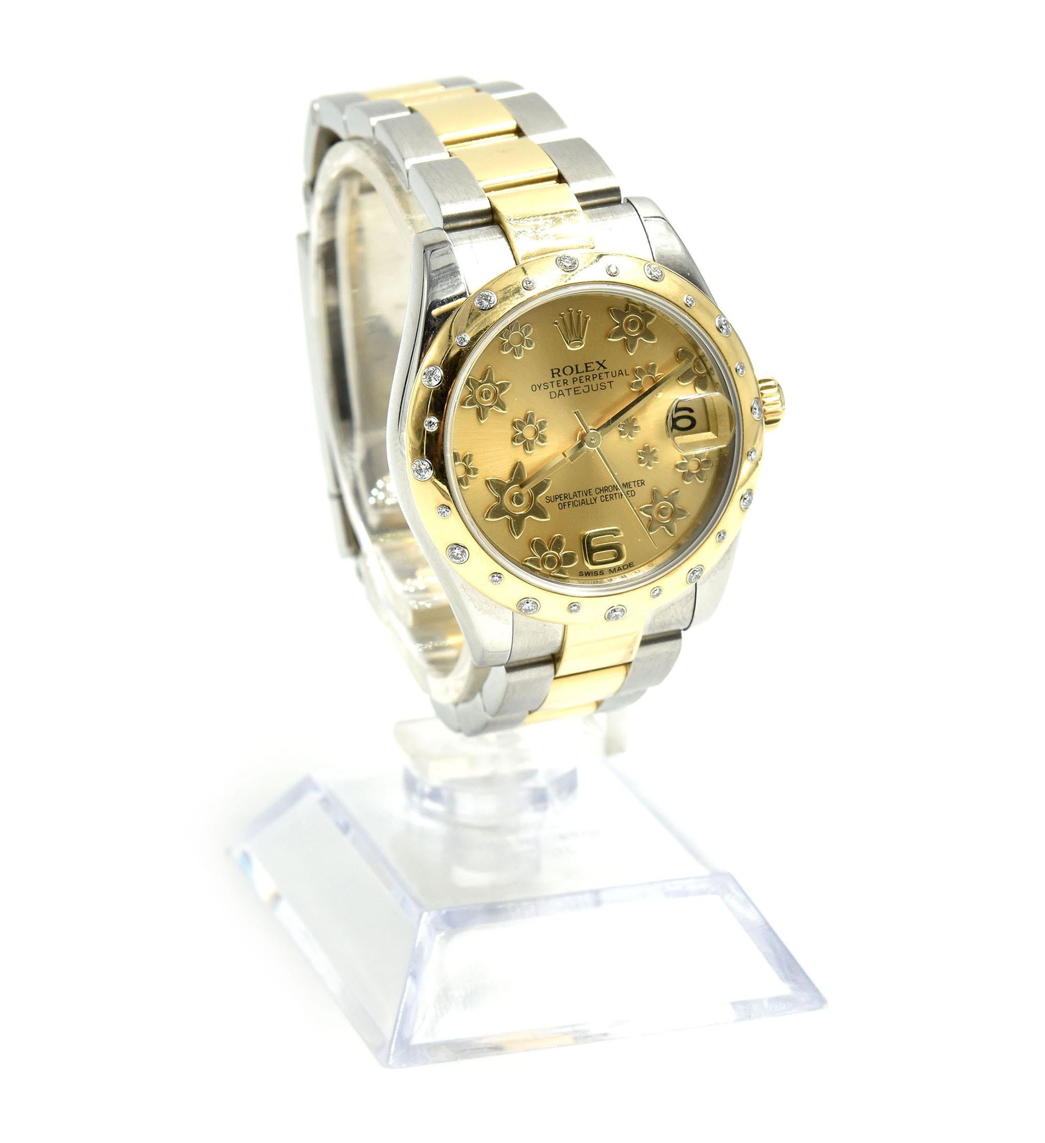 Rolex Datejust Midsize with Diamond Bezel Two-Tone 18 Karat Gold Watch 178343 1