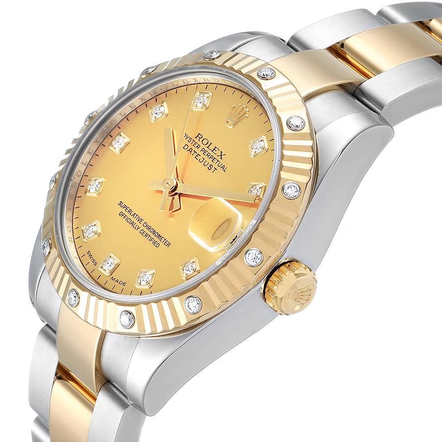 Women's Rolex Datejust Midsize Yellow Gold Steel Goldust MOP Diamond Watch 178313 For Sale