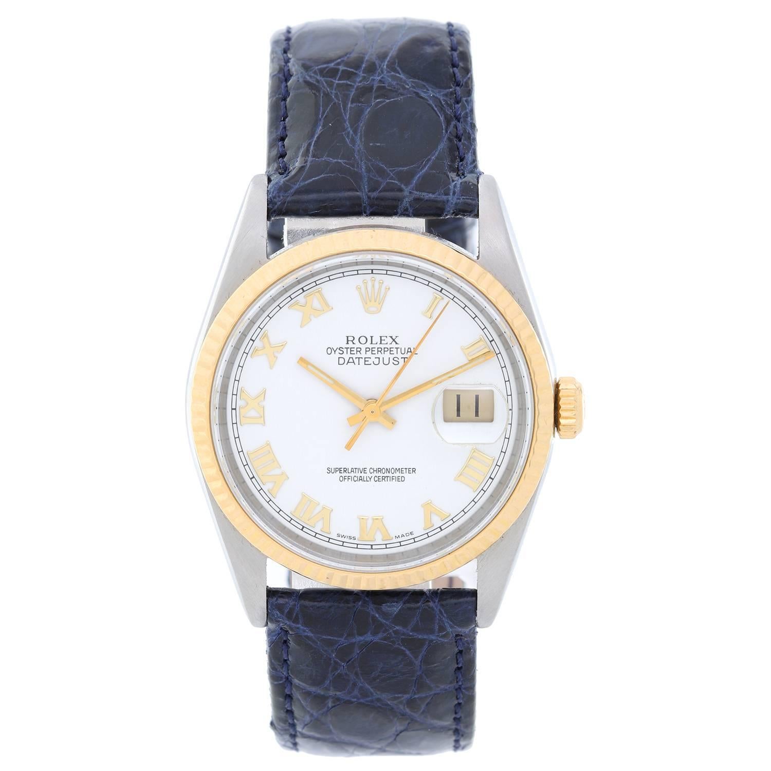 Rolex Yellow Gold Stainless Steel Datejust Wristwatch Ref 16203