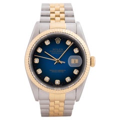Rolex DateJust Model 16233 Stainless Steel and 18K Gold Blue Vignette B & P